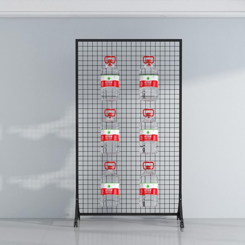 2025 Floor-Standing Movable Wire Mesh Display Rack with Wheels - Durable Metal Hanging Storage.