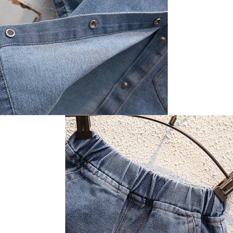 Boys' Jeans Suit Summer Handsome Short Sleeve Fashionable Thin Boys' Summer Two-piece Set Casual Blue Suit