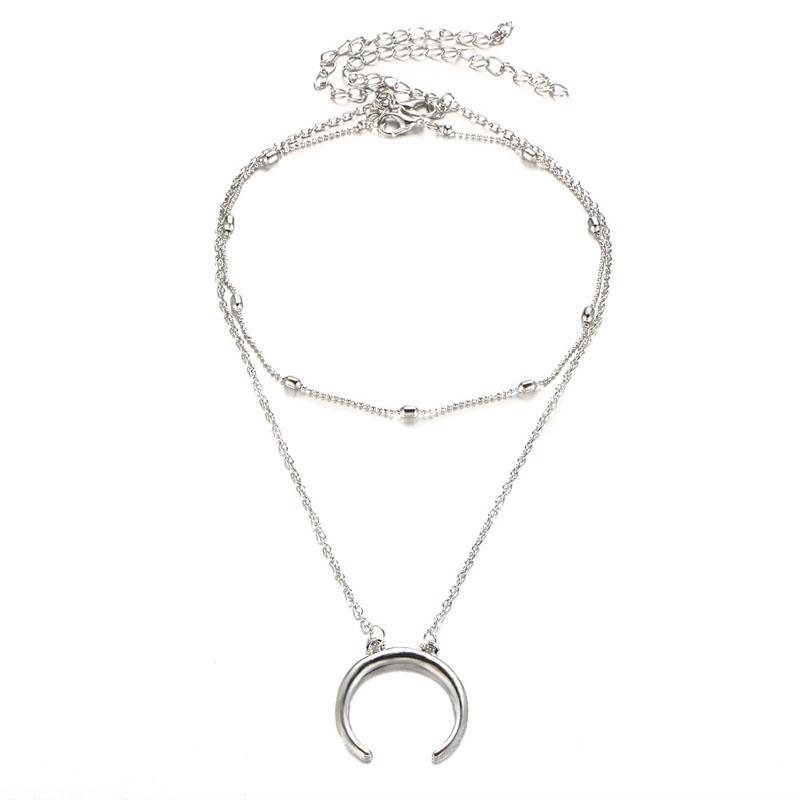 SUMENG 2024 New Fashion Multilayer Heart Necklaces Leaf Moon Choker Pendants For Women Beach Style Jewelry Gifts