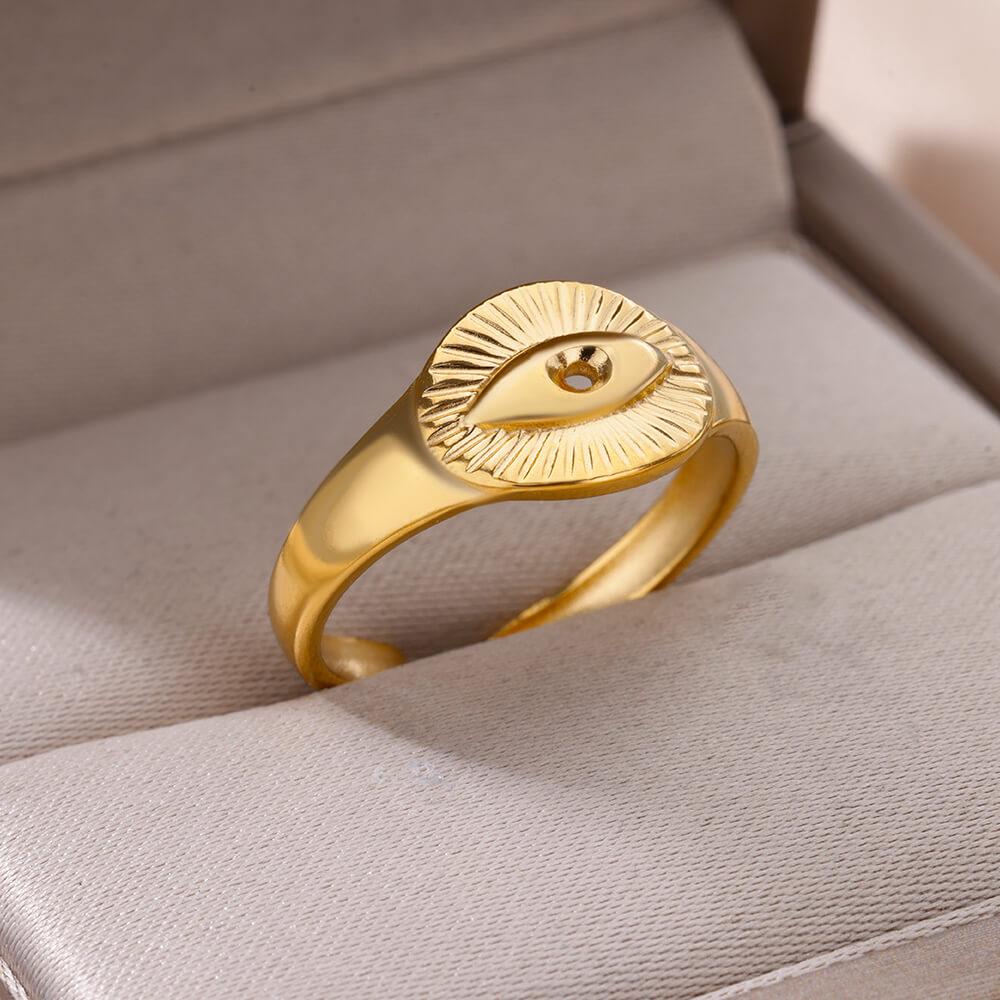 Stainless Steel Eye Rings For Gold Color Open Geometric Eye Ring  Trending Luxury Wedding Aesthetic Fashion Jewelry Gift
