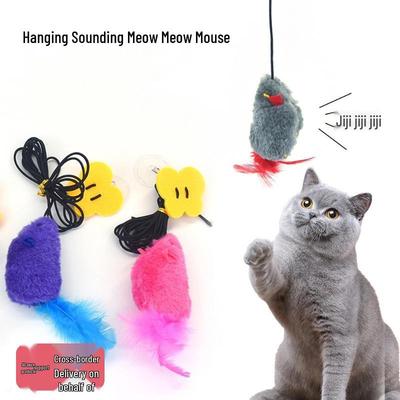 Interactive Hanging Squeaky Mouse Cat Teaser Toy