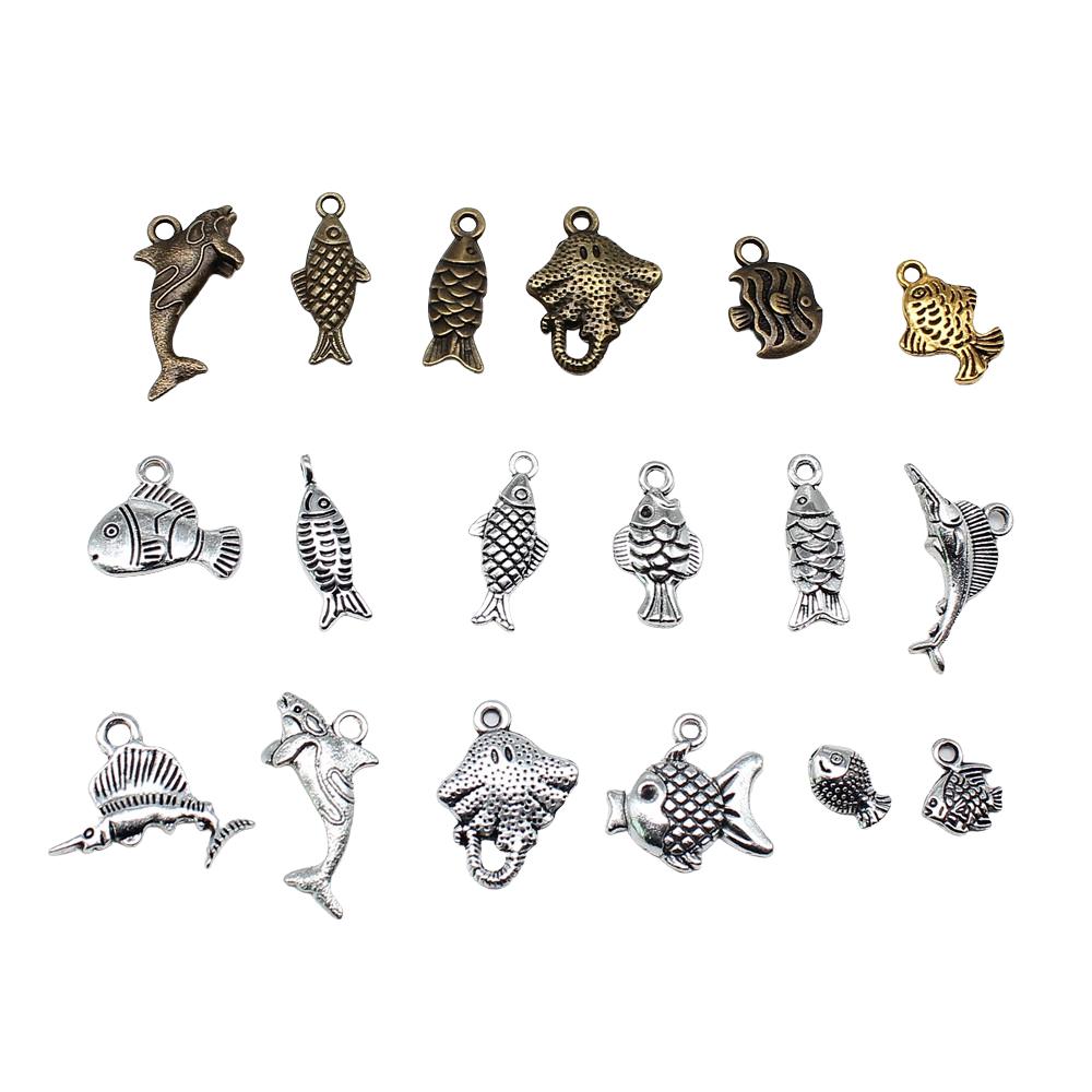 20 Stück Fisch Anhänger Antik Bronze Silber Farbe Anhänger DIY Basteln Herstellung Zubehör Handgefertigt Tibetischer Schmuck Für Schmuckherstellung