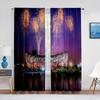 Paesaggio da Sogno Vista Notturna Fuochi d'Artificio Cielo Stellato Tende di Tulle per Decorazione Soggiorno Camera da Letto Chiffon Leggero Voile Tenda da Finestra