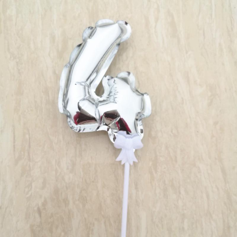 Balon din aluminiu auto-gonflabil de 14 cm cu număr, decor pentru tort, petrecere de aniversare 0-9 inserție.