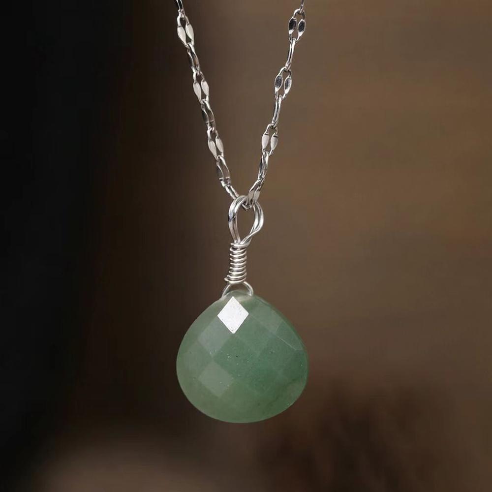 1 Stück Naturstein-Halskette für Damen, kleiner tropfenförmiger Anhänger aus Amethyst und rosa Kristall, Choker-Schmuckgeschenk