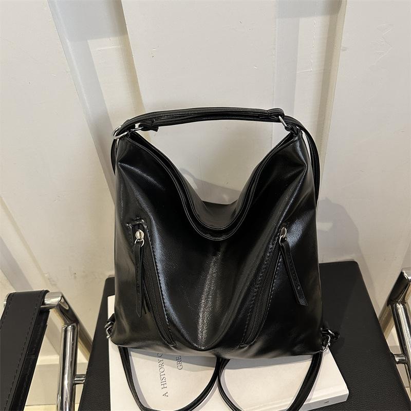 

Retro backpack bag women s autumn and winter 2025 new trendy fashion Han tote bag casual large capacity backpack bucket bag чёрный