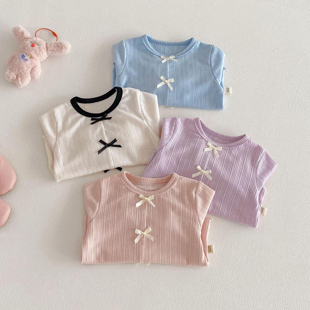Girls' Bowknot T-shirt - 2026 New Spring Korean Style