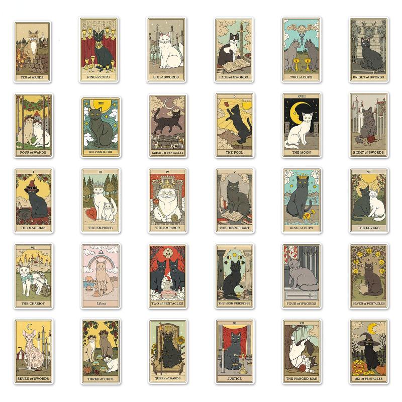 62PCS Cartoon Tarot Card Stickers Divination Aesthetic Car Skateboard Laptop Phone Graffiti Sticker Decal Kids DIY Toys