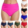 High Waisted Bikini Bottoms for Women, Tummy Control Swimming Trunks, Flexible Fit Ruched Detailing Beach Shorts Swimwear