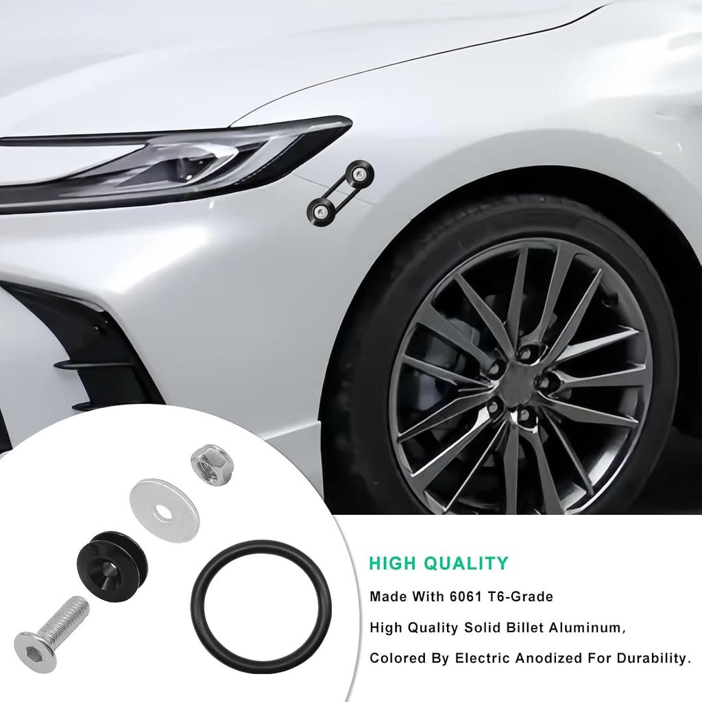 Universal Bumper Quick Release Kit, Aluminum Fasteners for Front Rear Bumper Trunk Fender Hatch Lids (Black, 18 Pieces)