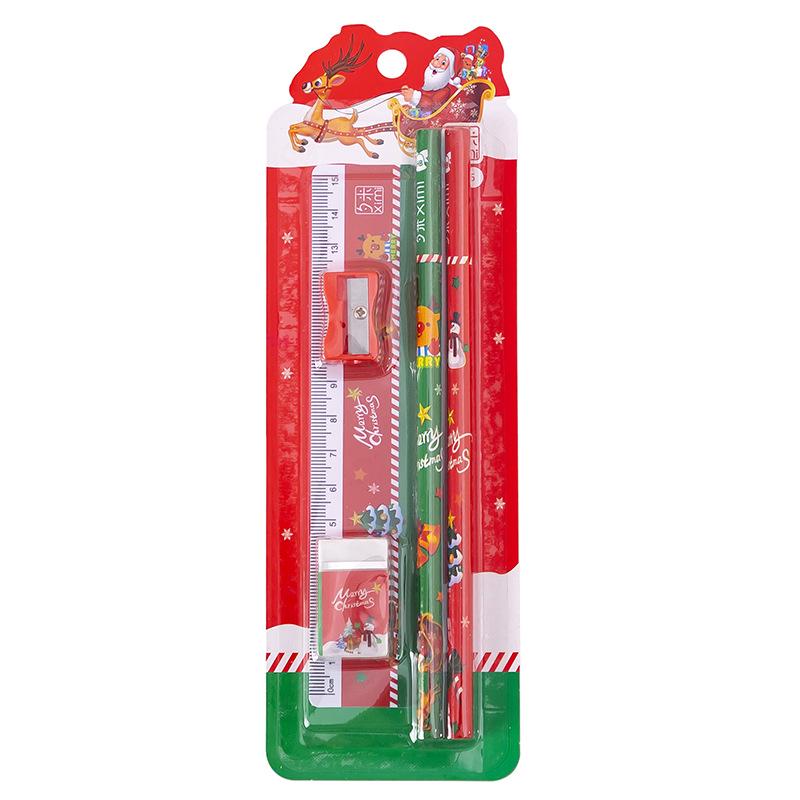Original Cute Christmas Stationery Set for Elementary Students - Includes Eraser, Pencil Sharpener, and Five-in-One Pencil Set