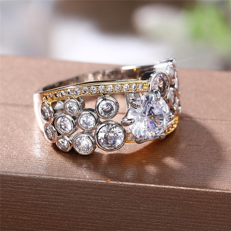 Nuevos y hermosos anillos de boda para mujer, diseño de dos tonos