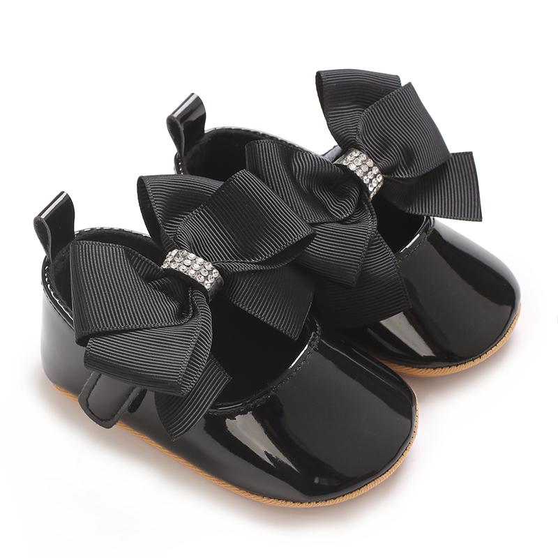 Lindos Zapatos de Bebé de Princesa Edición Primavera y Otoño Decoración de Lazo de Mariposa Suela Suave de PU Adecuado para Bebés de 0 a 1 Año