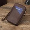 Genuine Leather Phone Cable Storage Bag Zipper Portable