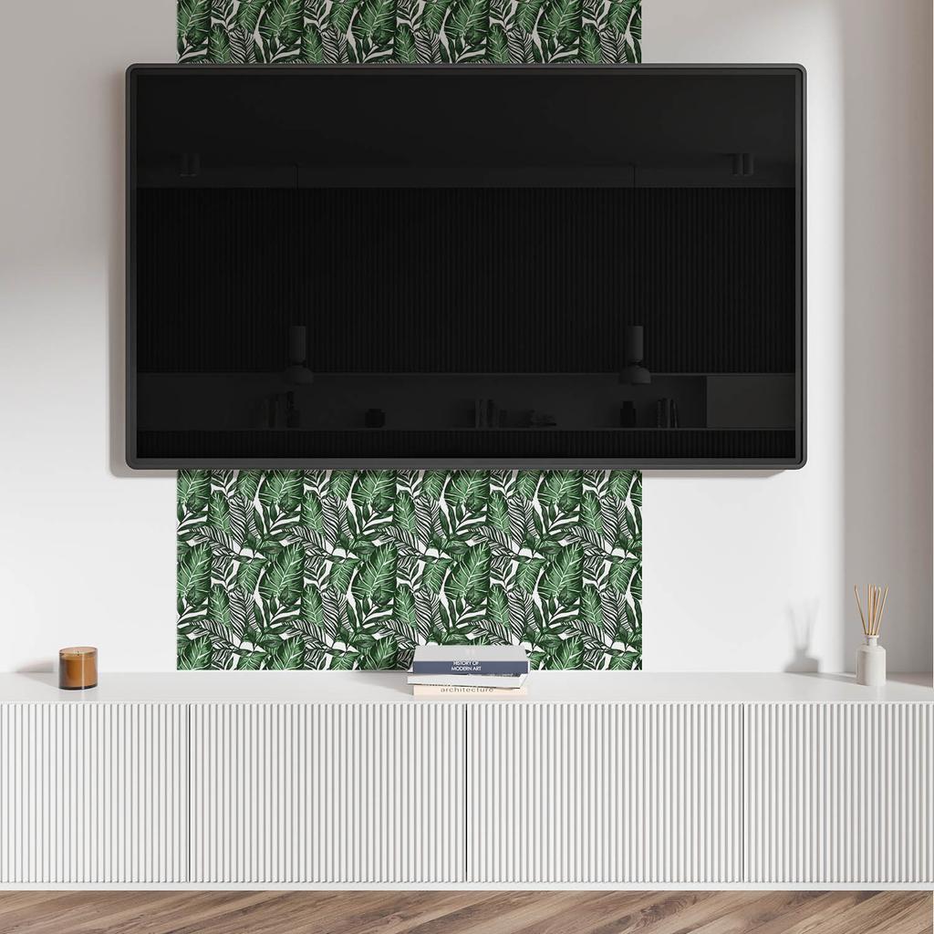 PVC Stick-on Tiles with a Tropical Leaves Pattern, Perfect for the Hallway, 20x20x20 cm