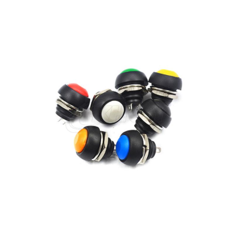 12MM Round Self-Resetting Push Button Switch - Multi-Color: Red, Yellow, Blue, Green, Black, White, Orange PBS-33B