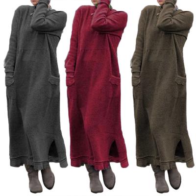Vestido largo de punto de talla grande con dobladillo con encaje y manga larga para otoño e invierno de Tambov
