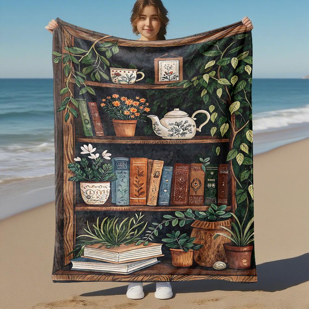 1PC Botanical illustrationOutdoor Flannel Blanket - Soft Plush Decor for Picnics, camping, Bedroom, Playroom, Office, or Lunch Break 1261A