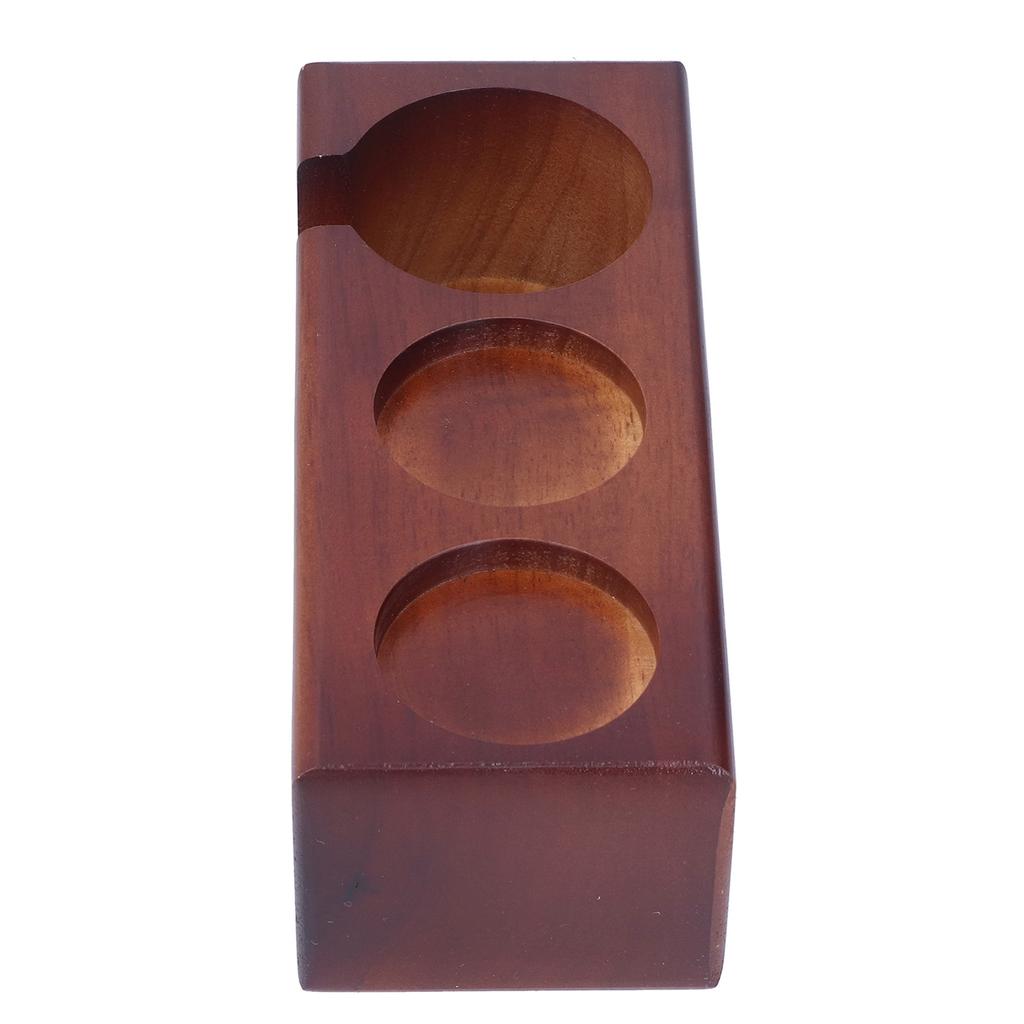 3‑Slots Wood Coffee Tamper Holder Portafilter Storage Stand Tamping Station Coffee Color