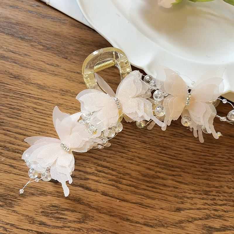 

New Fashion Simulation Butterfly Hair Clips Women Elegant Pearl Bow Ponytail Clip Sweet Crab Claw Headdress Hair Accessories розовый