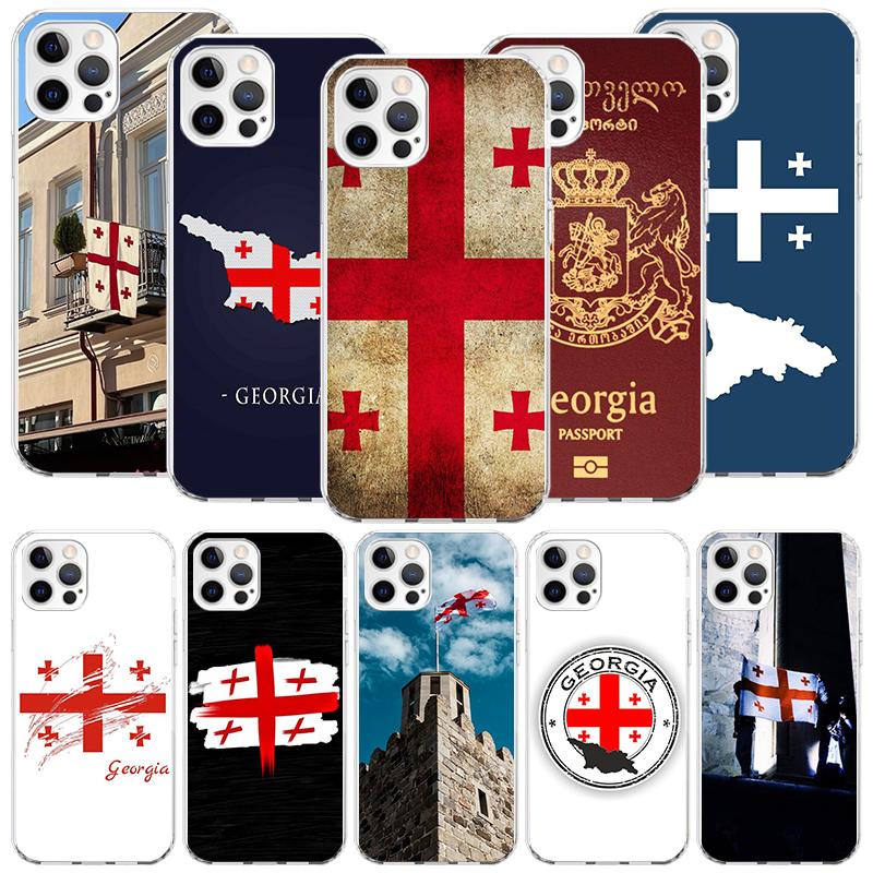 Etui na telefon z flagą Gruzji dla Apple iPhone 17 Air 16 15 Plus 14 + 13 Mini 12 11 Pro Max 7 8 SE 16Max Miękkie etui Coque 17 Air