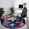 1pc Skull Flowers Office Round Area Rug,  Mat Suitable For Office, Under Office Chairs Bedroom Living Room Home Decor, Room Deco