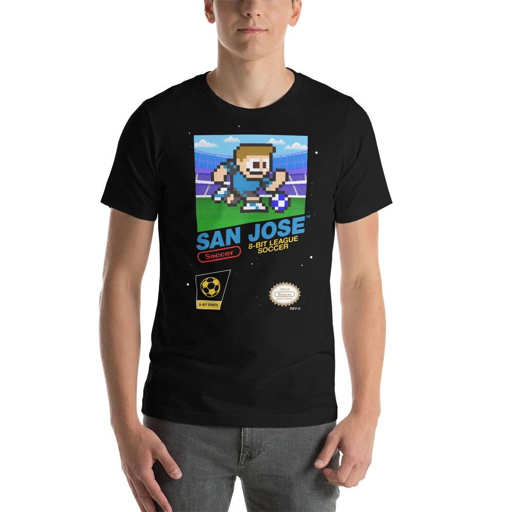 San Jose Earthquakes 8-bit Retro NES League Soccer Football Club FC Kit T-Shirt XL