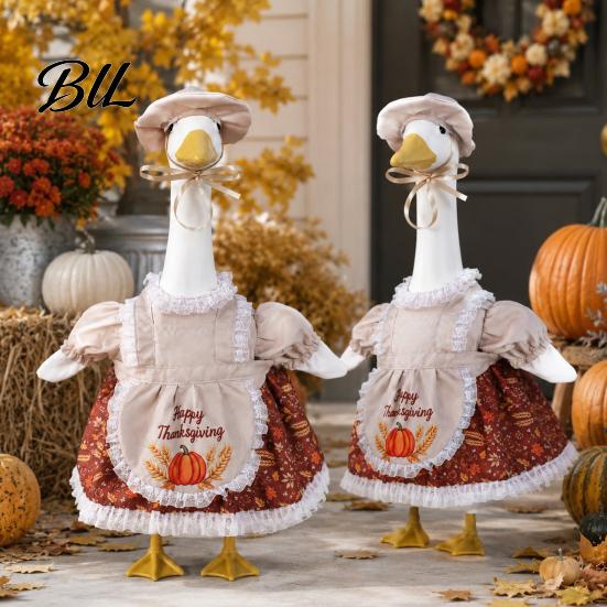 Feiertagsgans Bekleidung für Gartendekoration Thanksgiving Veranda Outfits 23" Statue, Herbst Ahornblatt Gartenskulptur Verwandlungsanzüge Kürbis Kleidung,