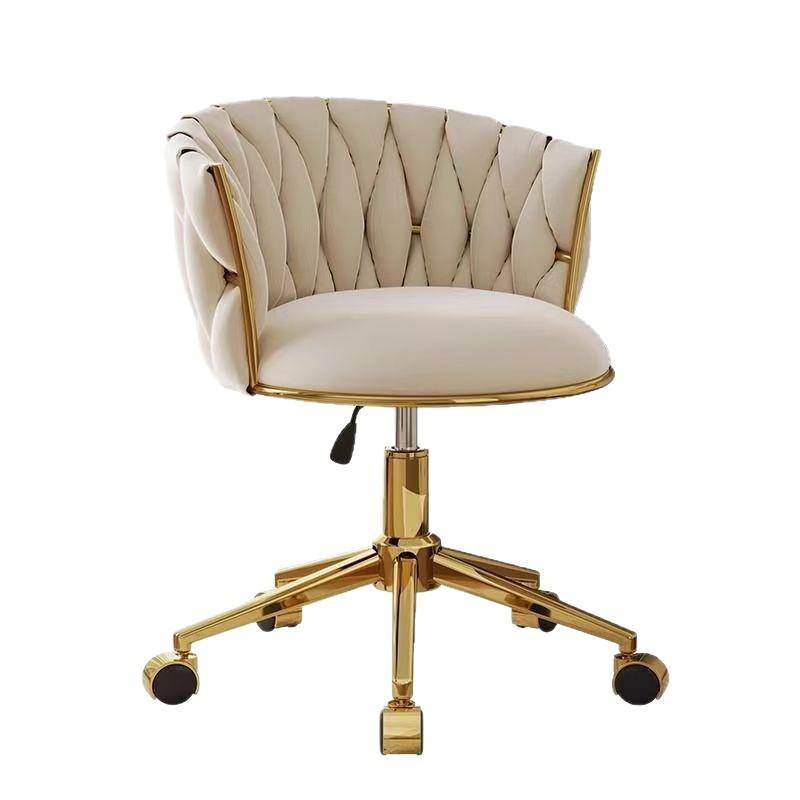 Swivel Bar Stool with Casters, High-Legged Makeup Chair, Adjustable Dressing Stool with Backrest, Streamlined Design for Home Beauty.