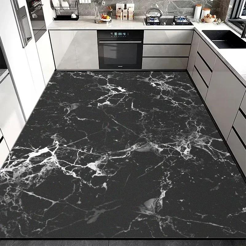 Kitchen Floor Mat Large Pvc Leather Waterproof Carpet Anti-slip Oil-proof Foot Mats Imitation Marble Rug Home Decoration Rugs
