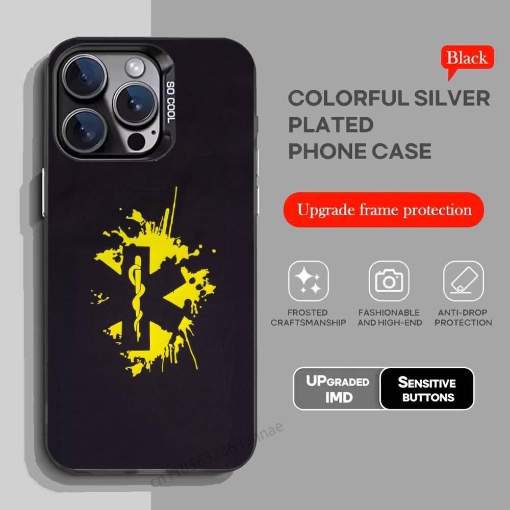 EMT EMS Ambulance Phone Case For iPhone 17,16,15,14,13,12,11,Pro,Max,Plus,Mini,X,XS,XR,8,S,SE Soft Black Case