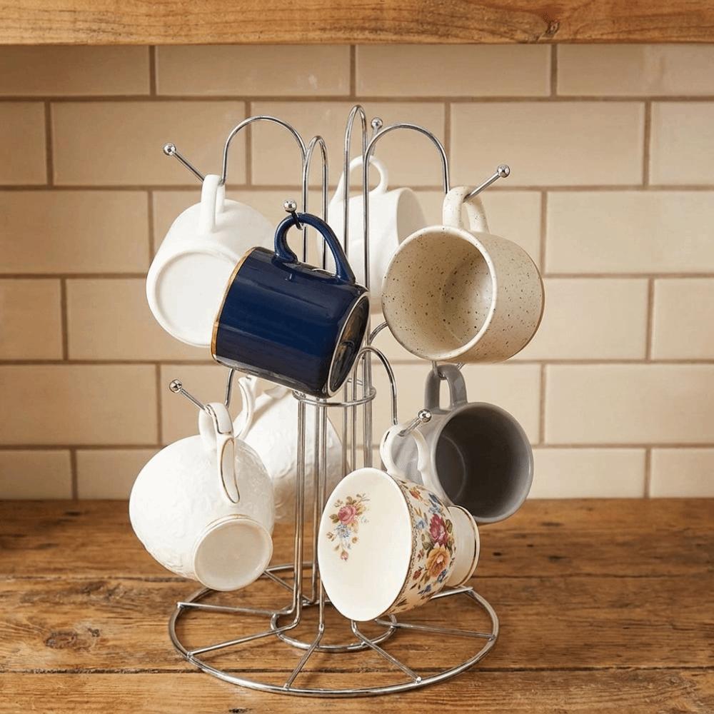 Fine Workmanship Tea Cup Storage Rack Silver Coffee Mugs Storage Rack Cup Drying Rack  Desktop