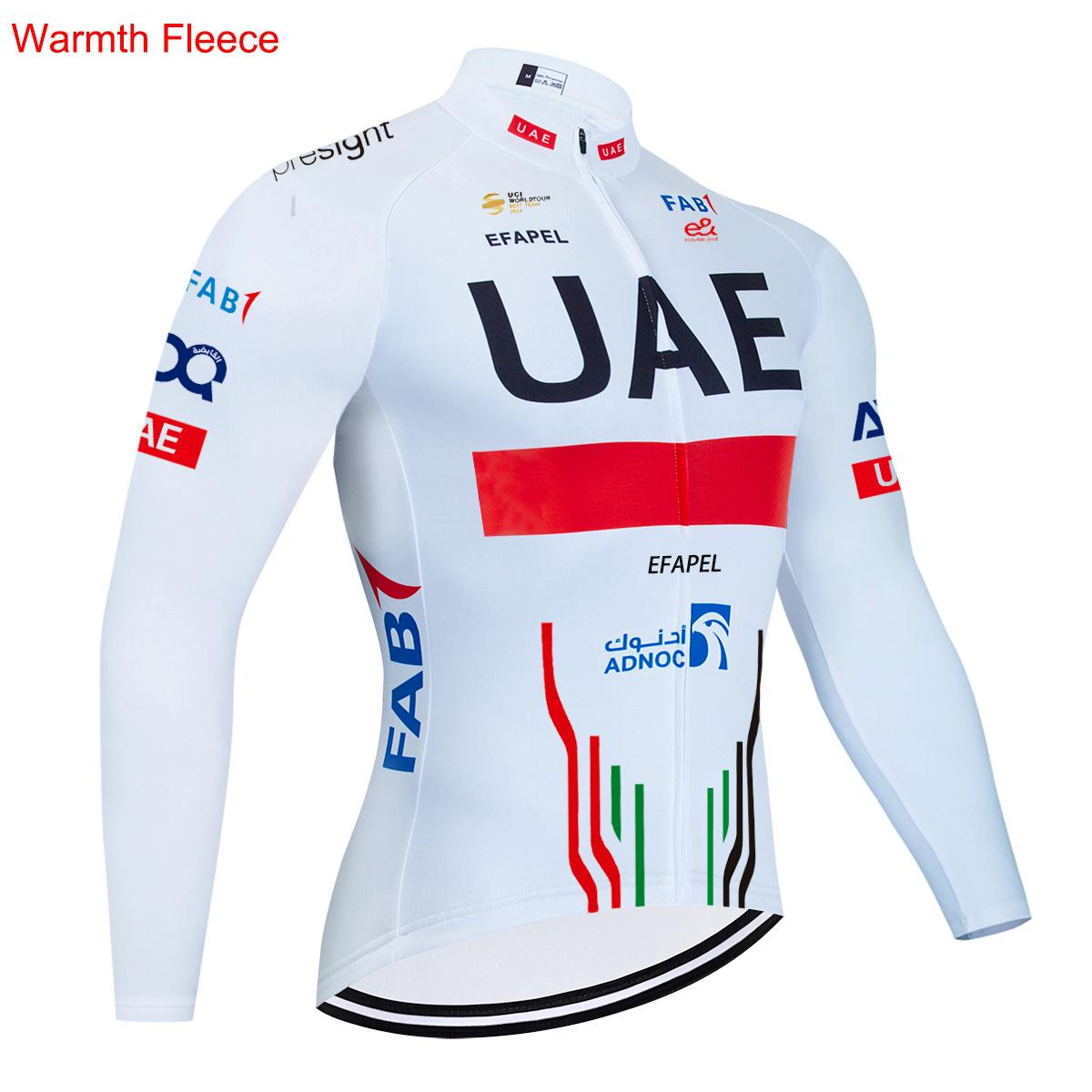 

Winter UAE 2025 Cycling Jersey 20D Bike Pants Suit Men Women Thermal Fleece MTB Road Bike Maillot Clothing Bicycle Jacket S белый