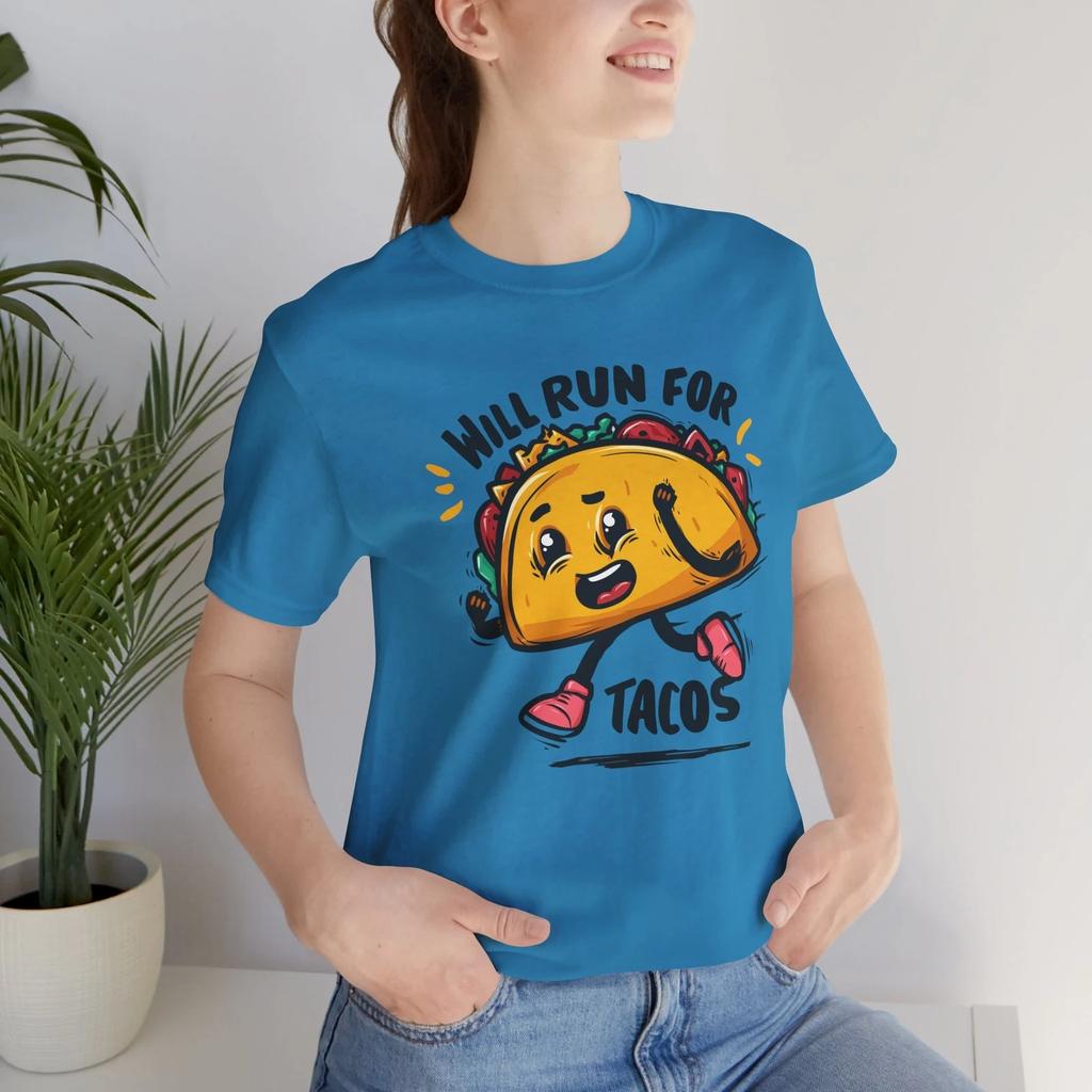 Will Run for Tacos, Tacos Tee Shirt, Funny Runners Tee Shirt