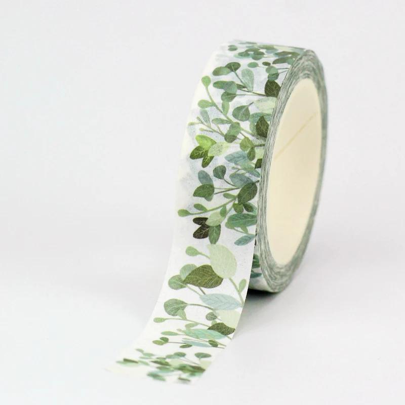 NEW 1X 10M Decor Flower Leaves Japanese Paper Cinta Washi Tape Set for Scrapbooking Masking Tape Cute Journal Kawaii Papelaria