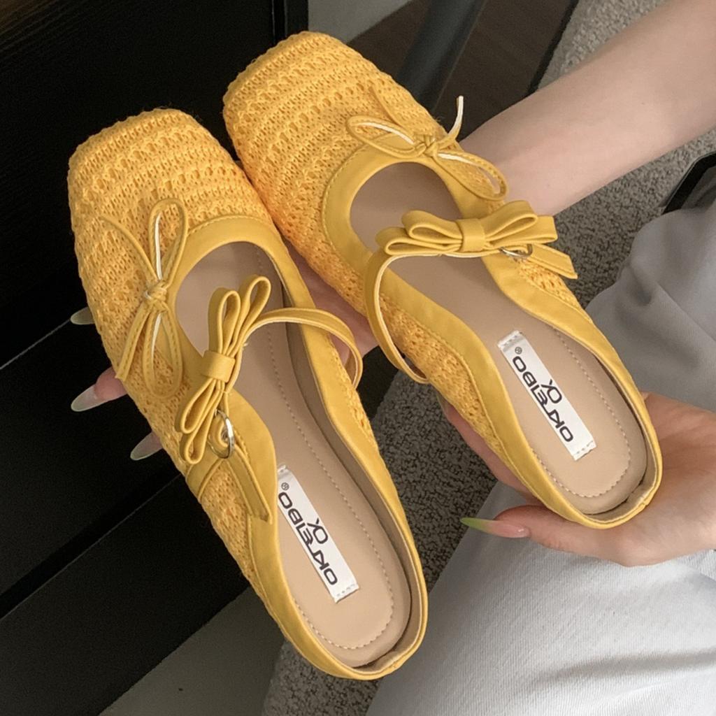 Mode Handgewebter Schmetterlingsknoten Marken Flache Slipper Damenmode Flache Mary Jane Schuhe Bequem Lässig Retro Designer Schuhe