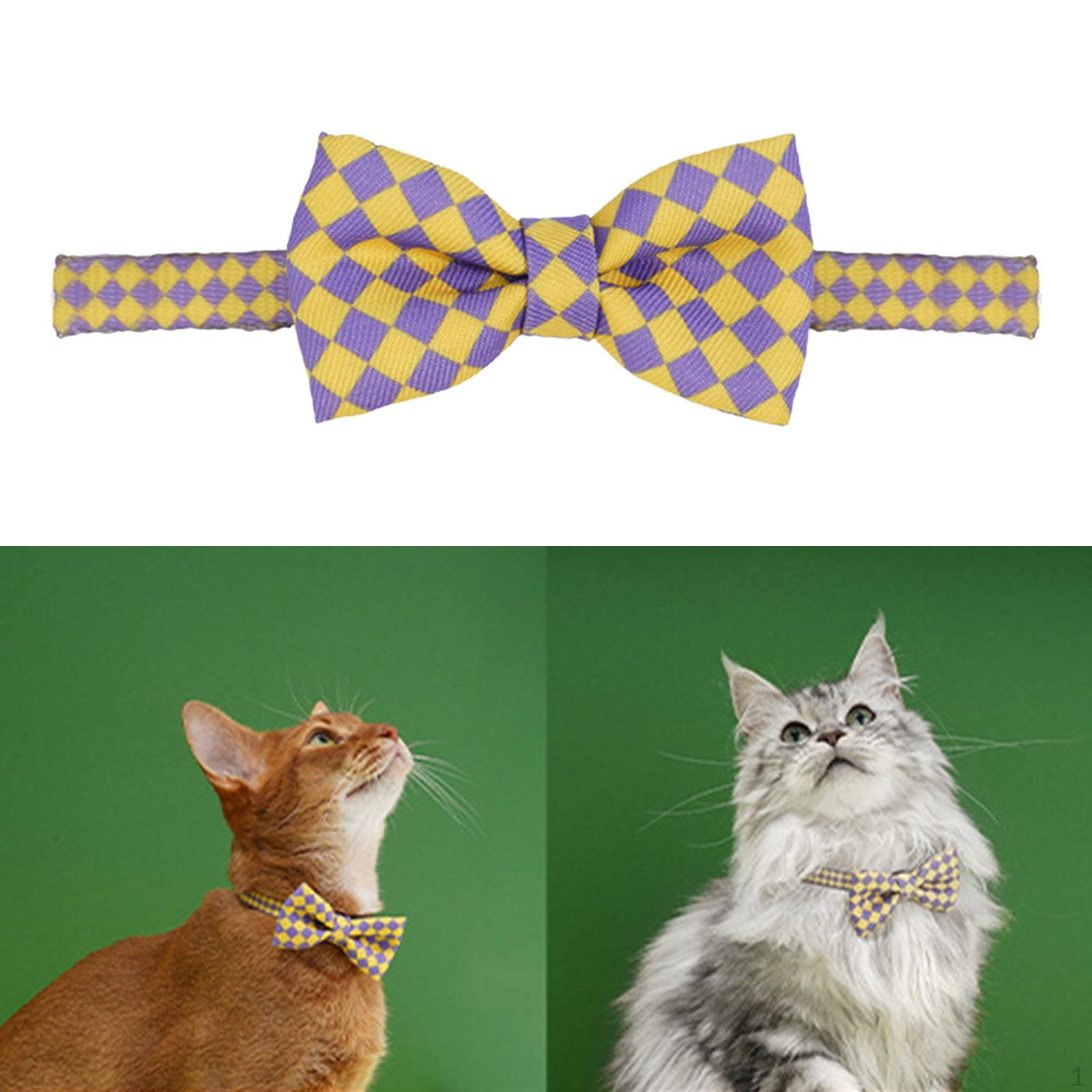 

Cat with Bow Tie, Cute Plaid Patterns, Kitty Safety s Yellow Purple