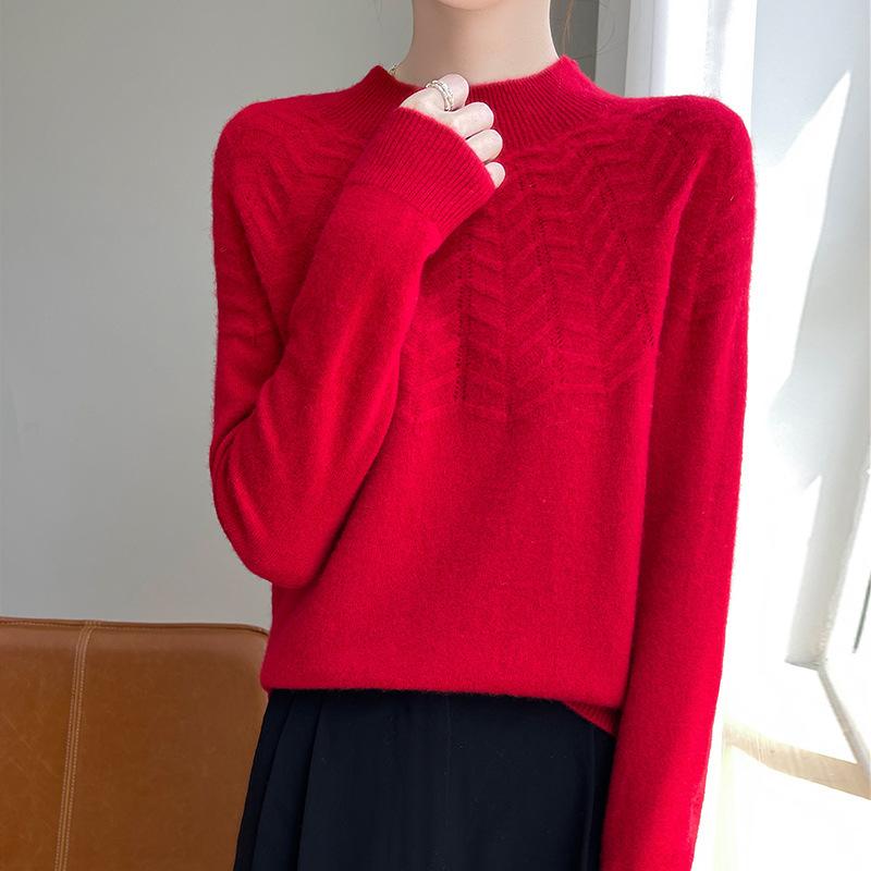 Jesień/Zima Nowy Styl Sweter Pulower z Półgolfem Długim Rękawem Dzianinowy Damski Top