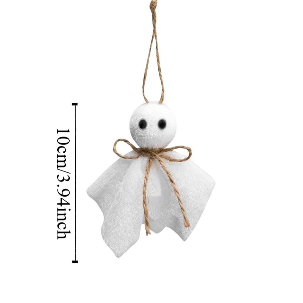 6Pcs 3 Inch Halloween Cloth Ghosts White Ghosts Hanging Ghost Pendant  Haunted House Decoration