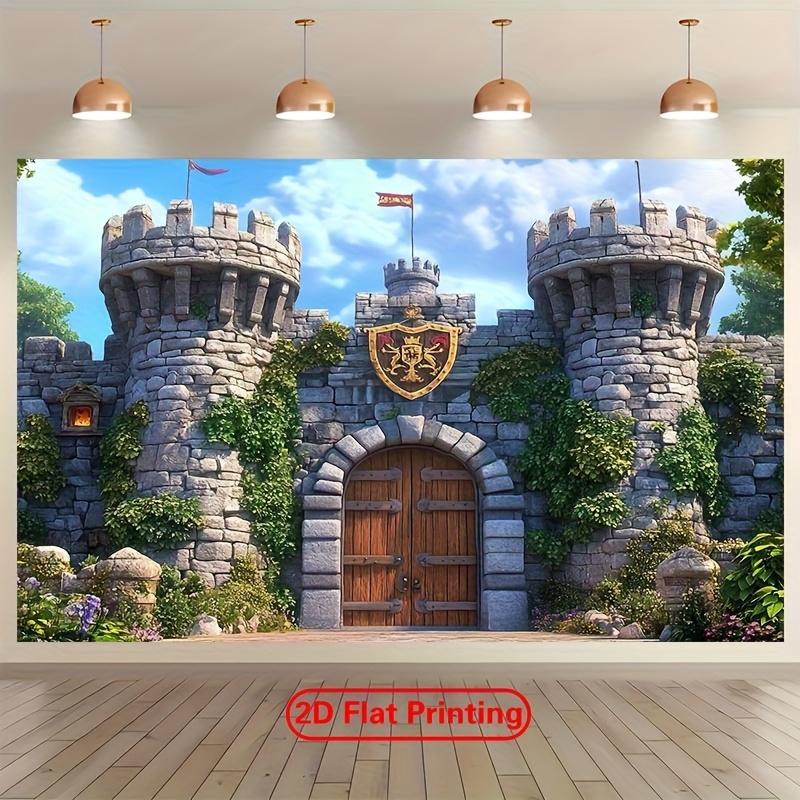 2D Flat Banner 1 Piece of Multi-functional Medieval Castle - Polyester Fiber Photography Backdrop and Party Banner
