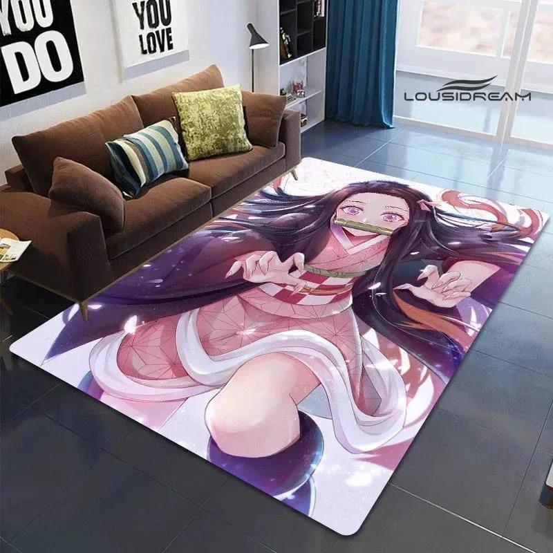Demon Slayer Printed Carpet for Living Room Decoration Japanese Anime Bedroom Area Rug Non-slip Home Bathroom Floor Mat