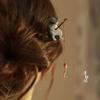 Chinese Hanfu Hairpin, Hand-Carved Phoenix Wooden Hair Stick, Vintage Hair Accessories for Women, Antique Bronze Retro Hair Clip
