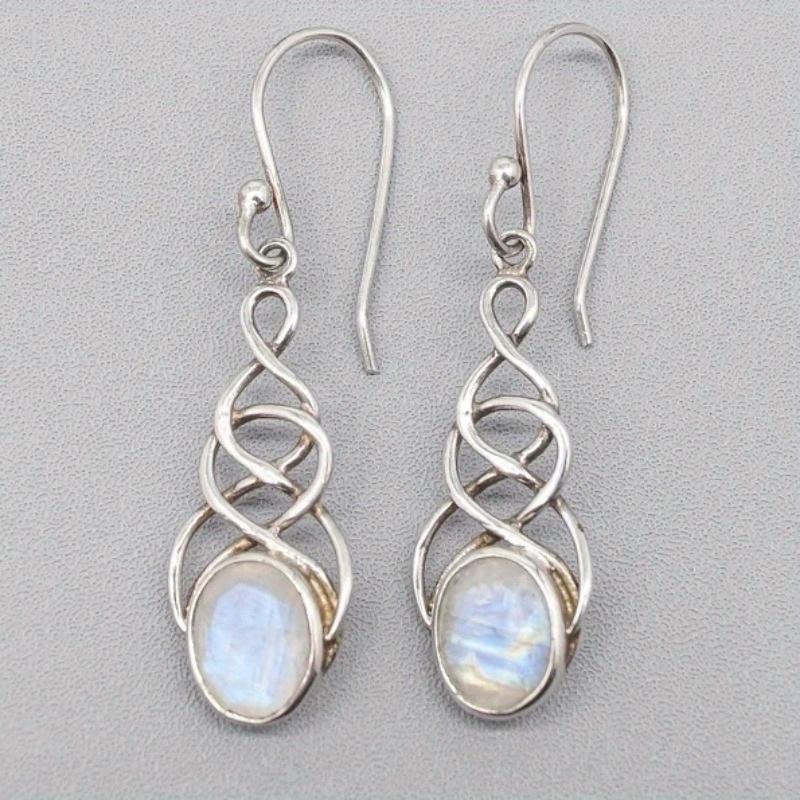 Personalized and Trendy Oval Inlaid Zircon Wrapped Pendant Earrings, Women s Retro Fashion Holiday Accessories Gifts