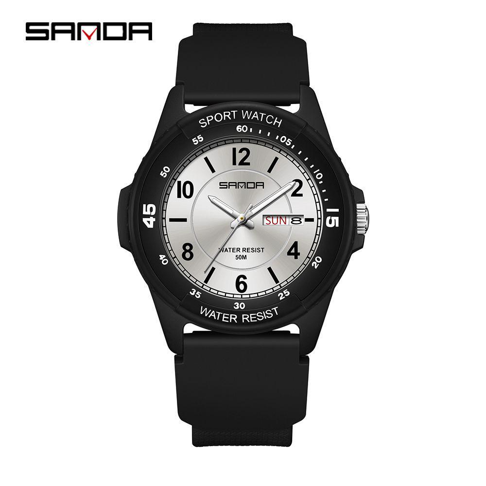 Sanda Night Glow Children s Waterproof Quartz Watch 6358 - Fashionable Unisex Design with Dual Calendar