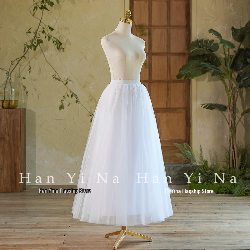 Weißer 1-Meter Krinolin-Tüll-Unterrock: Leicht bauschiger Unterrock für Abend- und lange Röcke