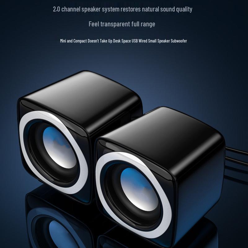 Wired Desktop Computer Speakers with Subwoofer - Mini Pair for PC and Laptop Home Use