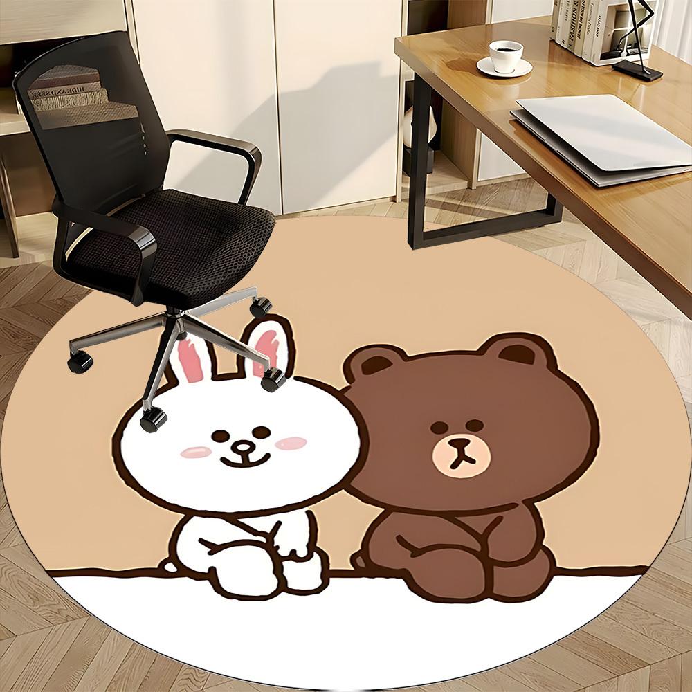 1pc BROWN Bear CONY Office Round Area Rug, Under Office Chairs Bedroom Living Room Home Decor  a1022128