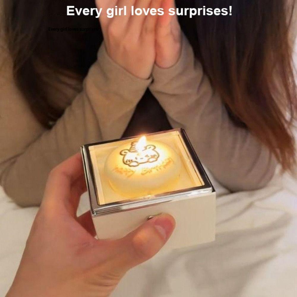 Automatic Flip Bear Flip Ring Boxs Spinning Design Mini Cake Surprise Rotating Box Anniversary