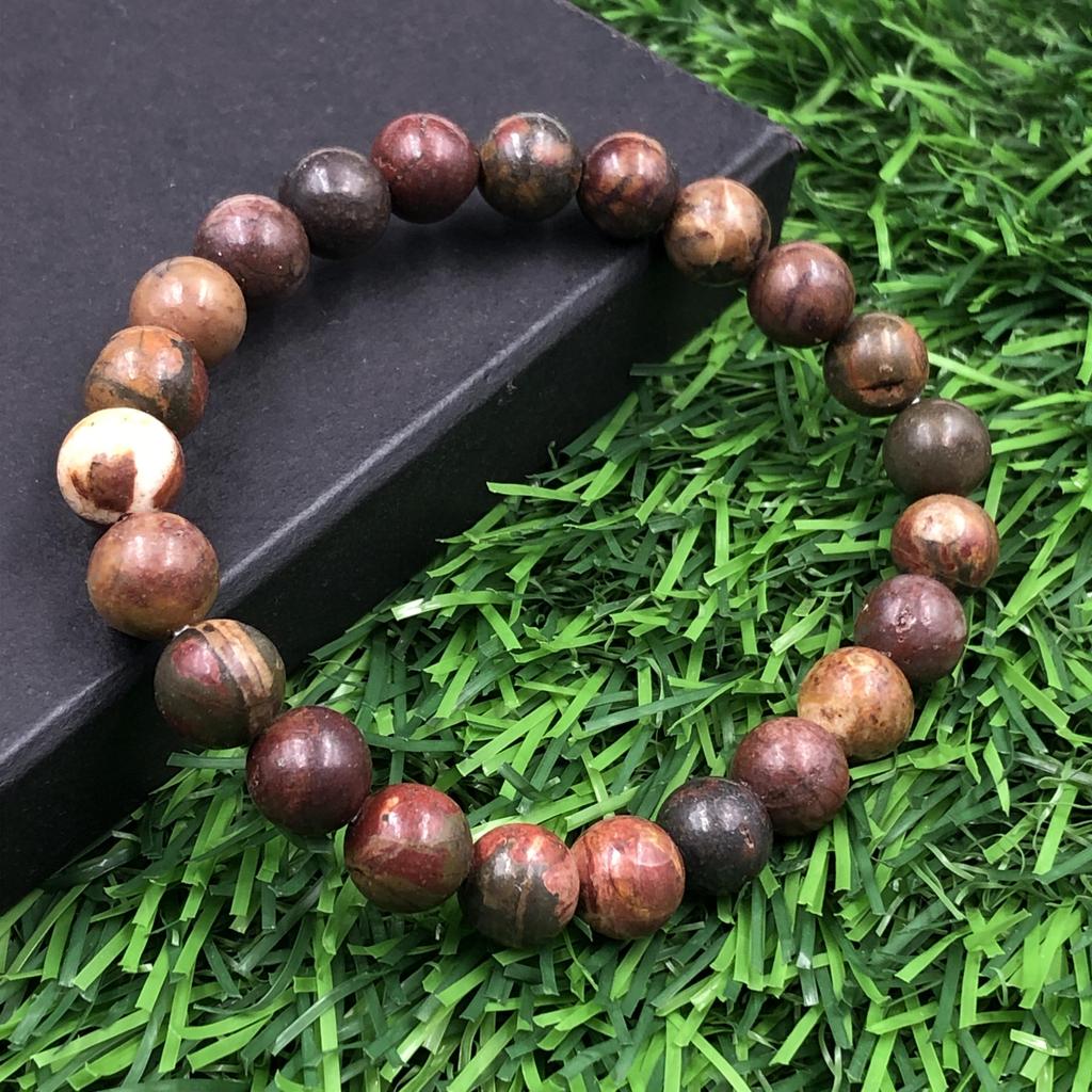 8mm Natural Picasso Jasper Gemstone Beads Partywear Bracelet 7.5" Handmade Jewelry For Birthday Gift RBB-59