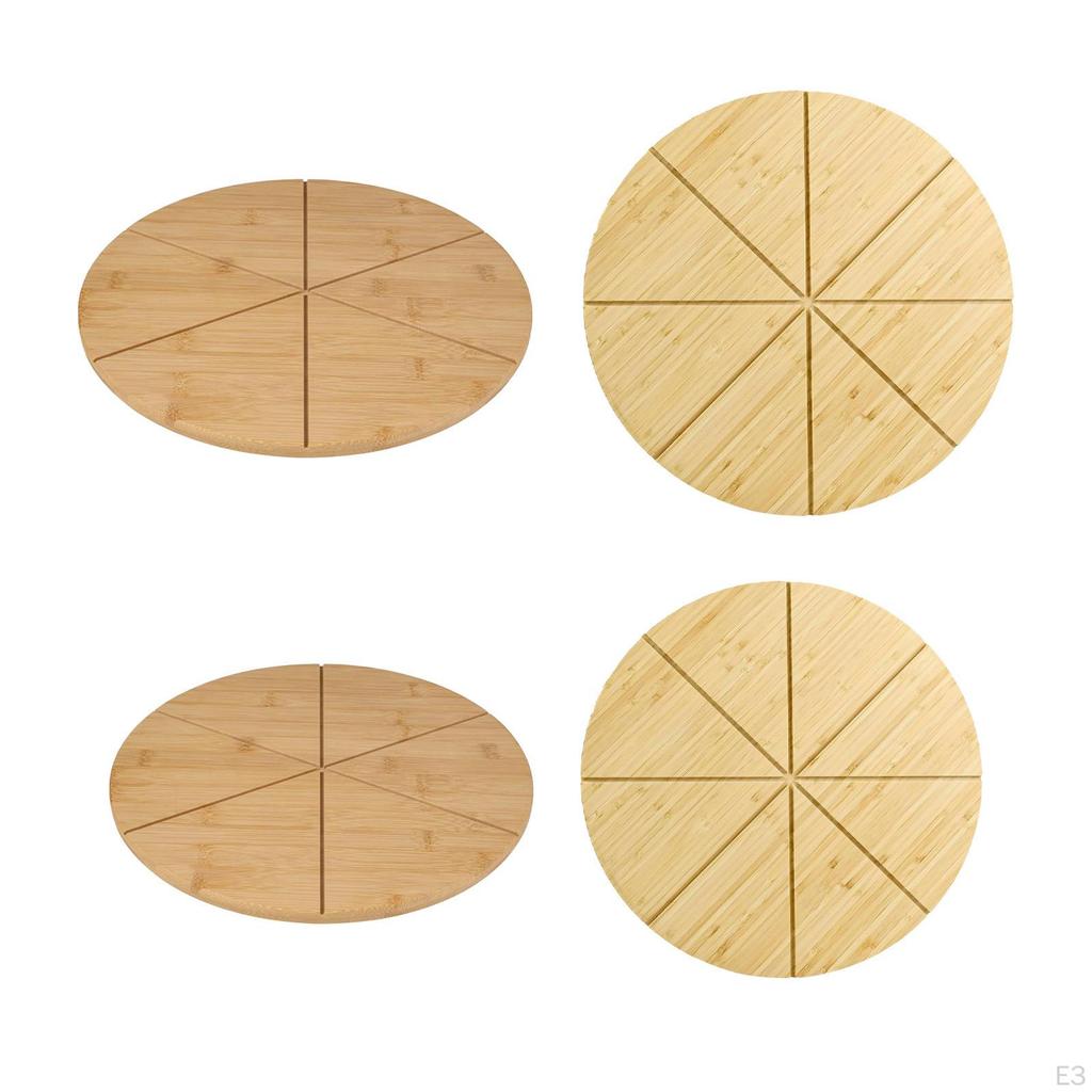 Pizza Cutting Board Bamboo Tray Food Prep Cheese Serving Platter with Grooves for